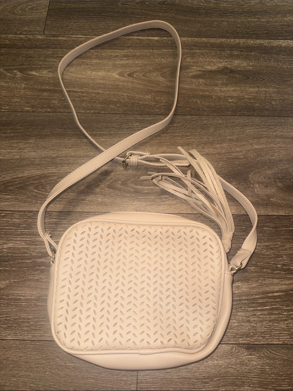 summer & rose Cream Crossbody Bag with Laser-Cut Front